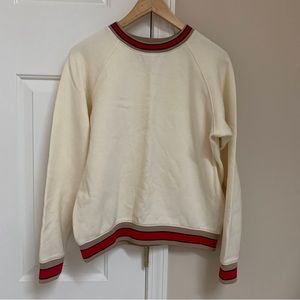 Aritzia Off White Striped Crewneck